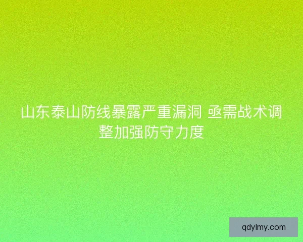 山东泰山防线暴露严重漏洞 亟需战术调整加强防守力度